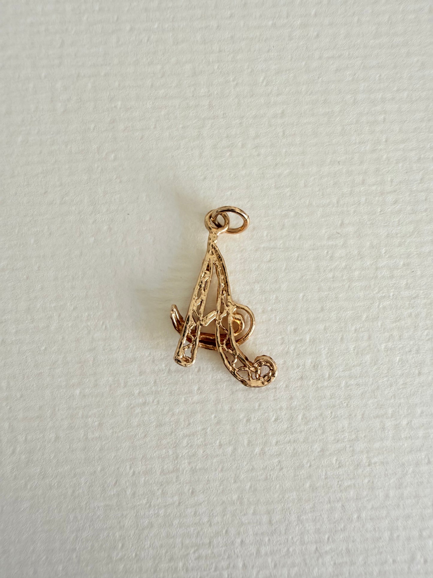 14k Filigree Cursive “A” initial