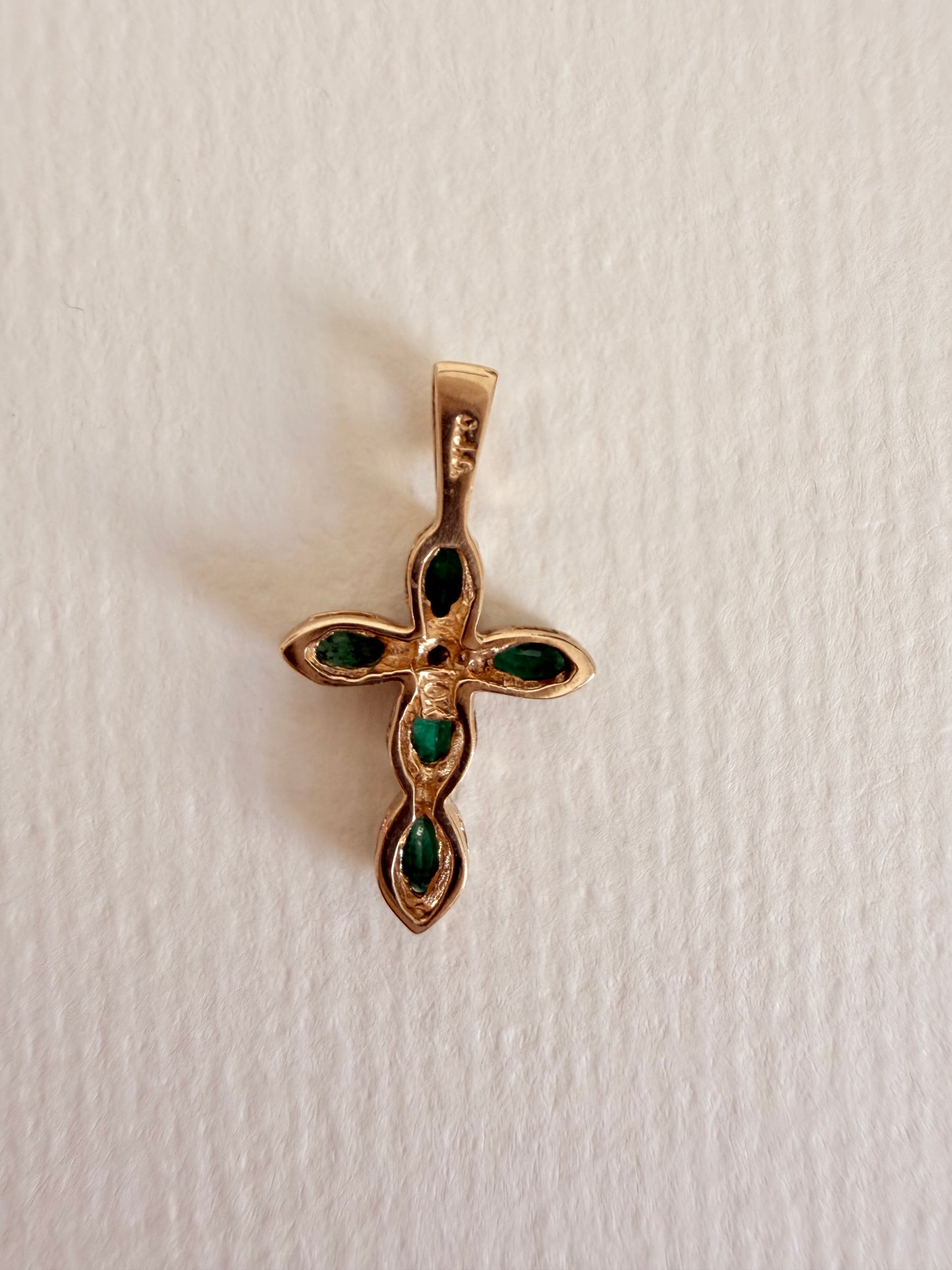 10k Natural Emerald Cross