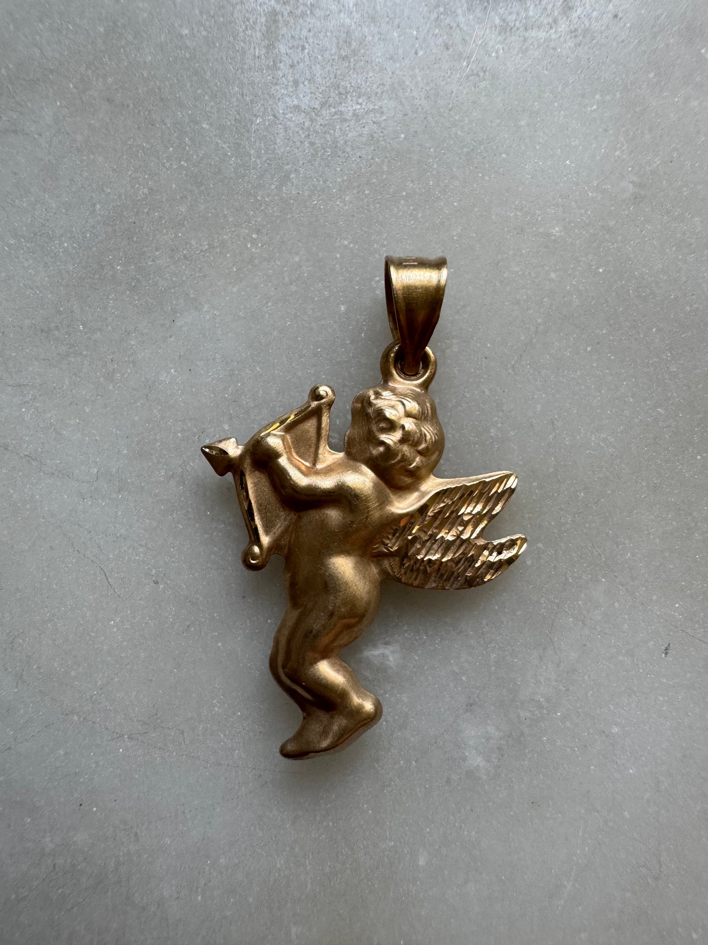 14k Satin Puffy 3D Cherub Cupid