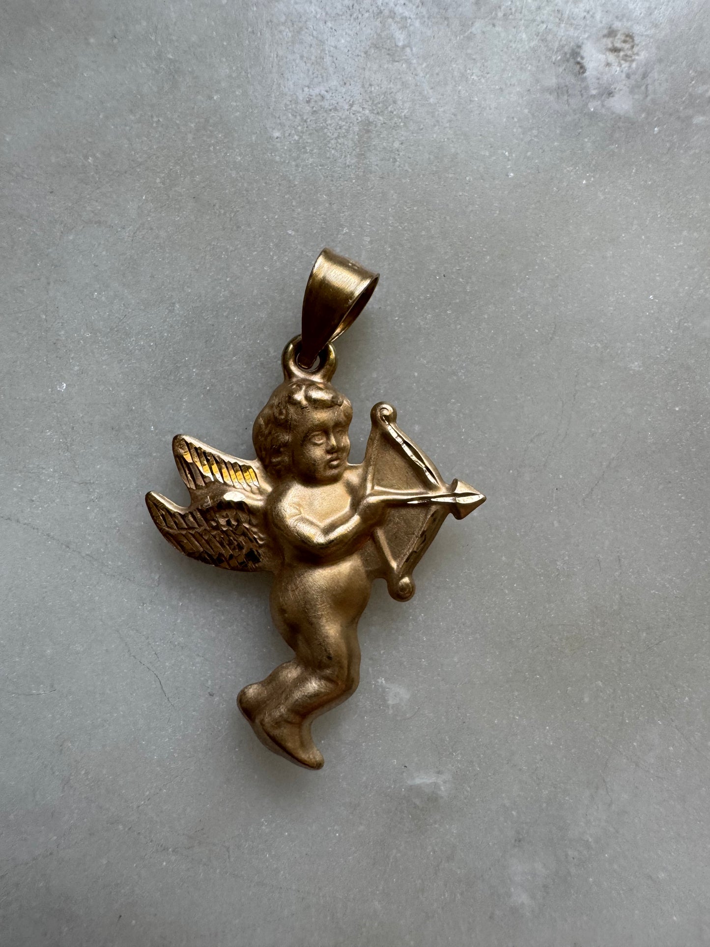 14k Satin Puffy 3D Cherub Cupid