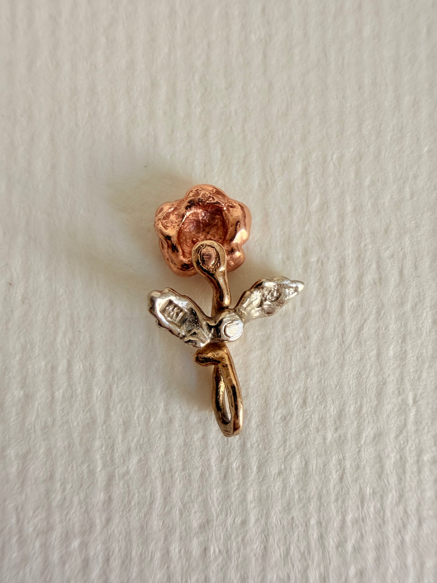 14k Tri colored Upside down Rose