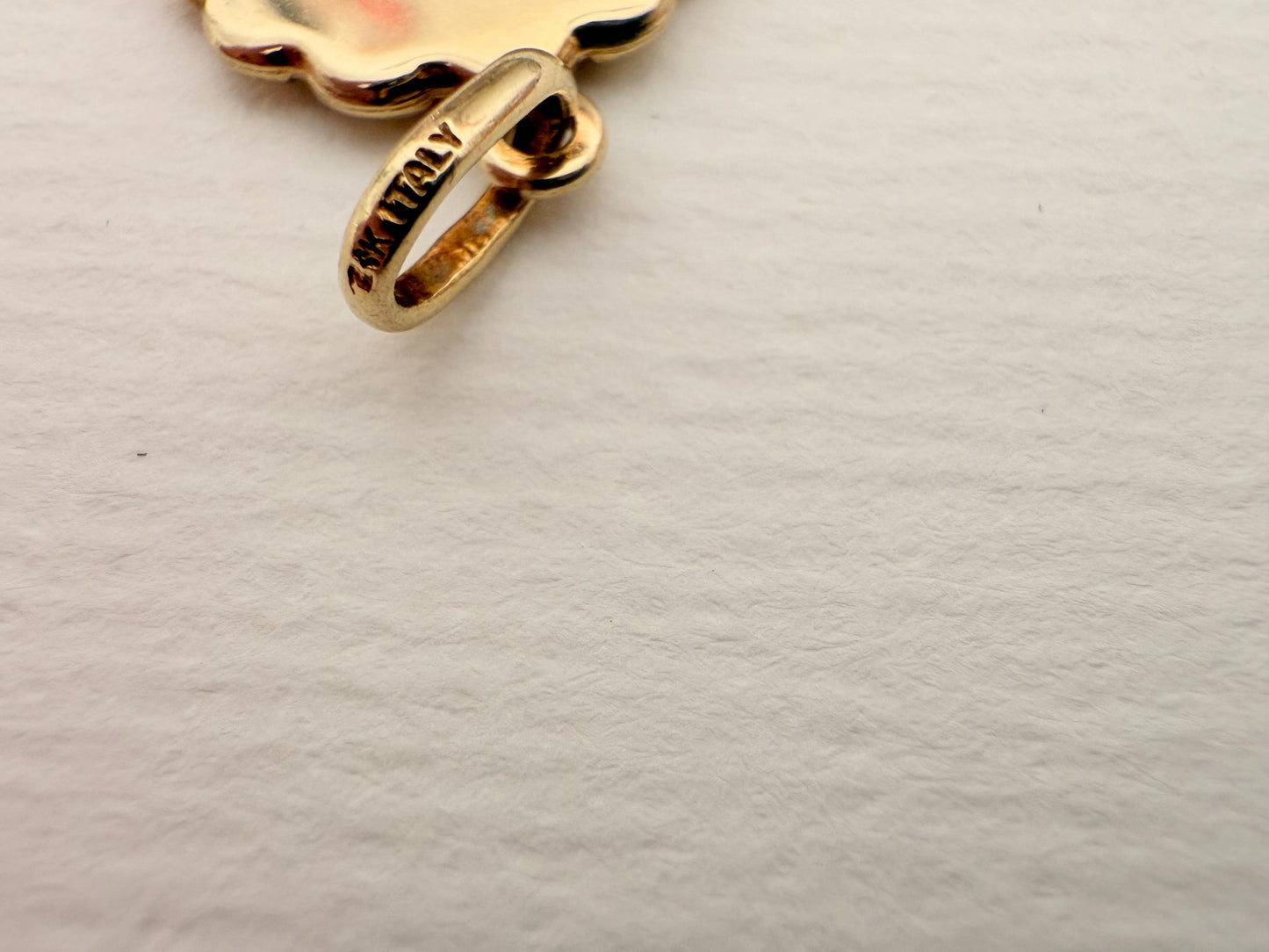 14k Vintage Italian scalloped Cherub Charm