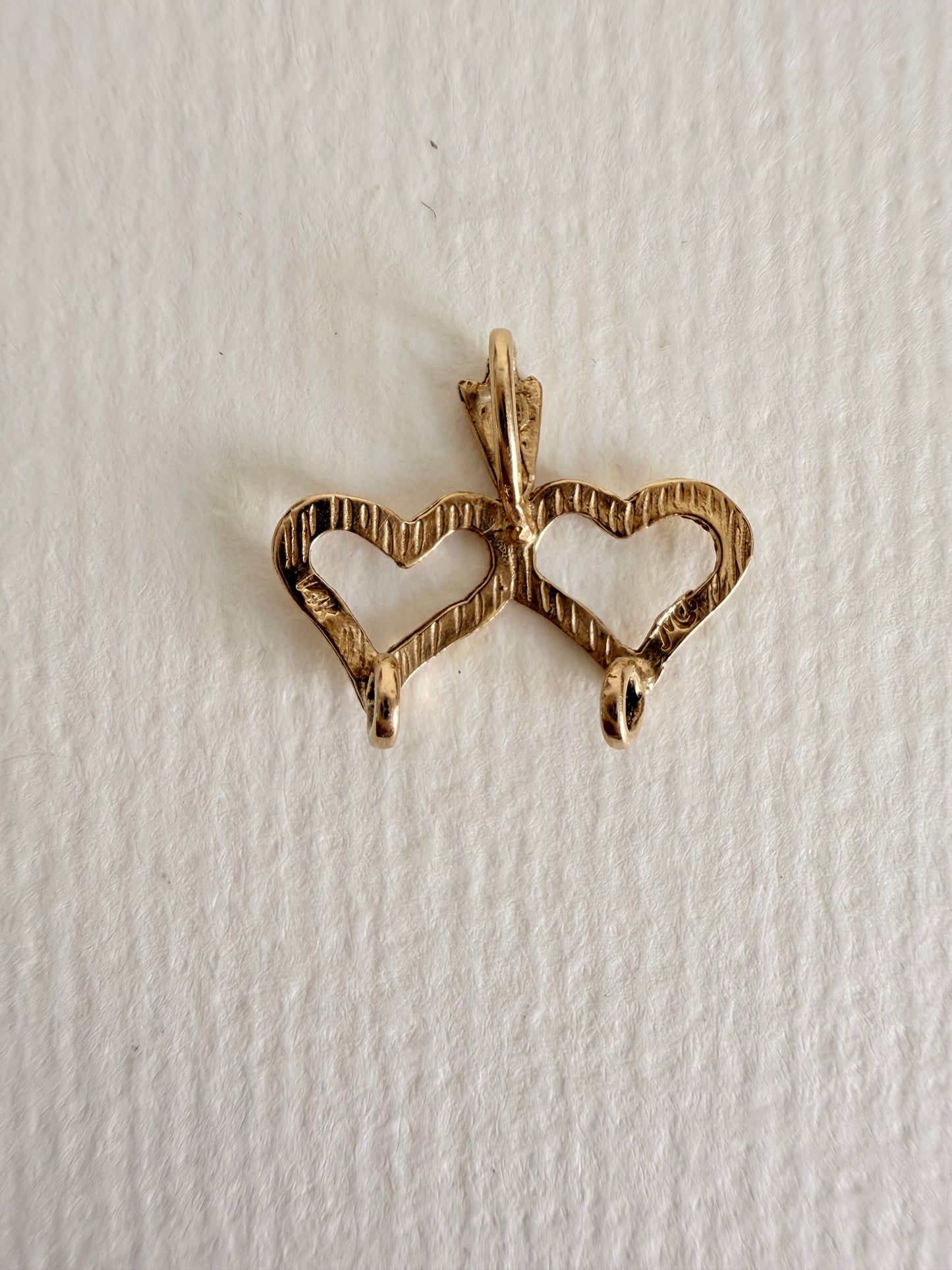 14K Double Heart Pendant
