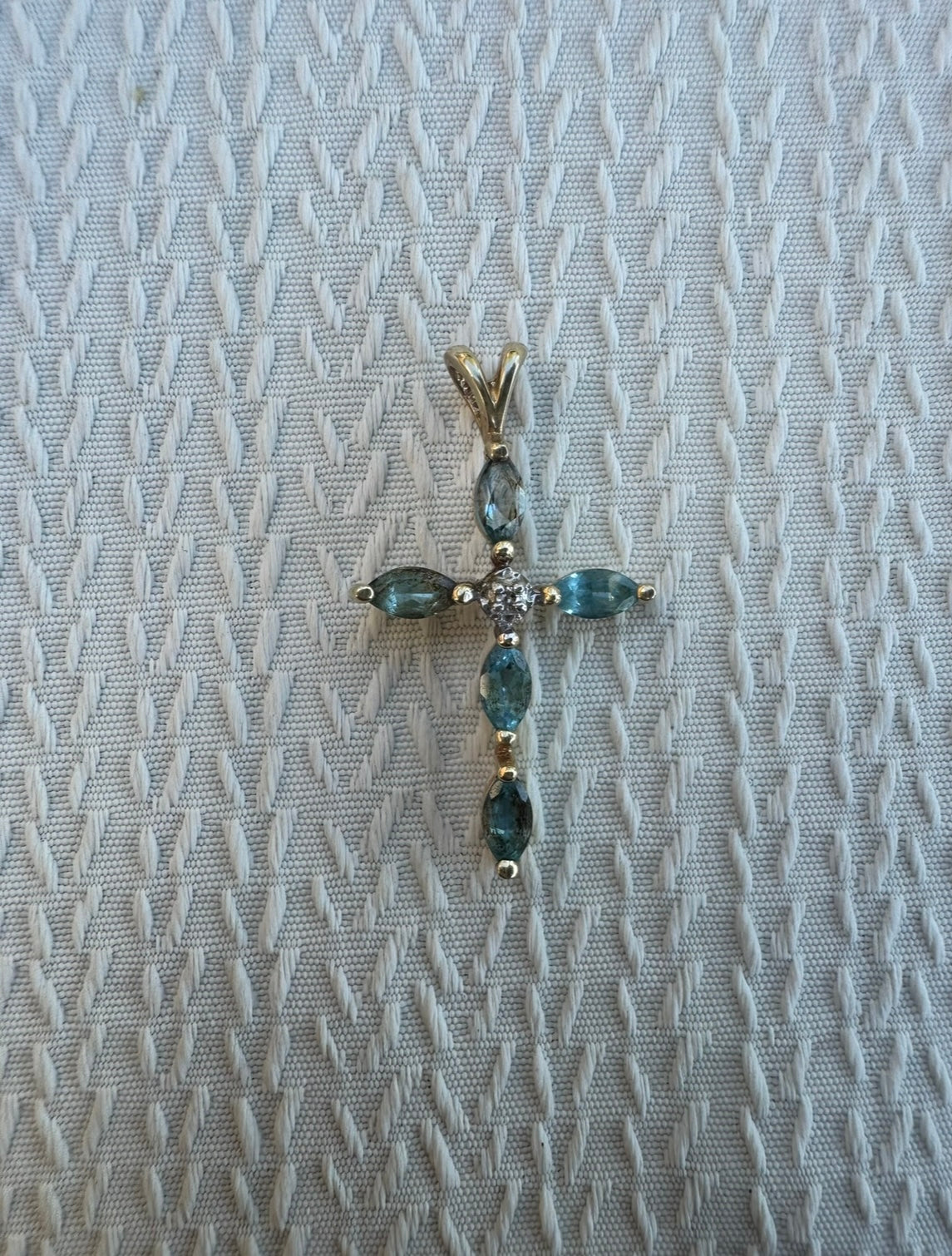 10k vintage Blue Topaz Cross