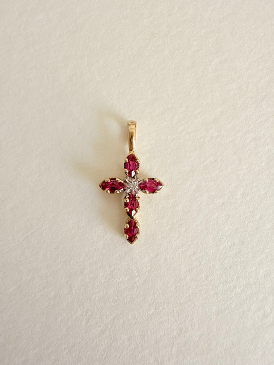 10k Natural Ruby Cross