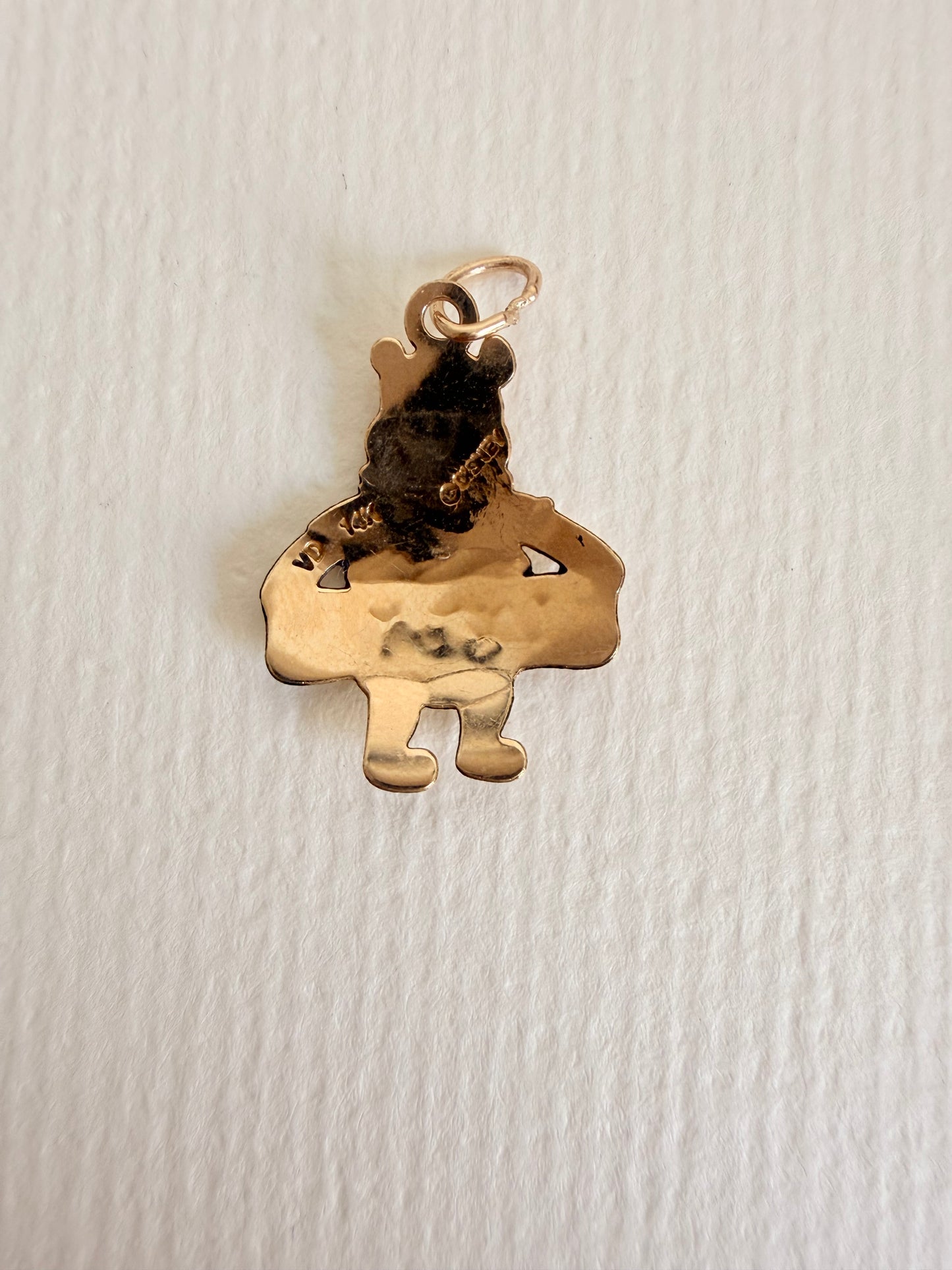 14k Vintage Pooh Bear with "ILOVEYOU" charm