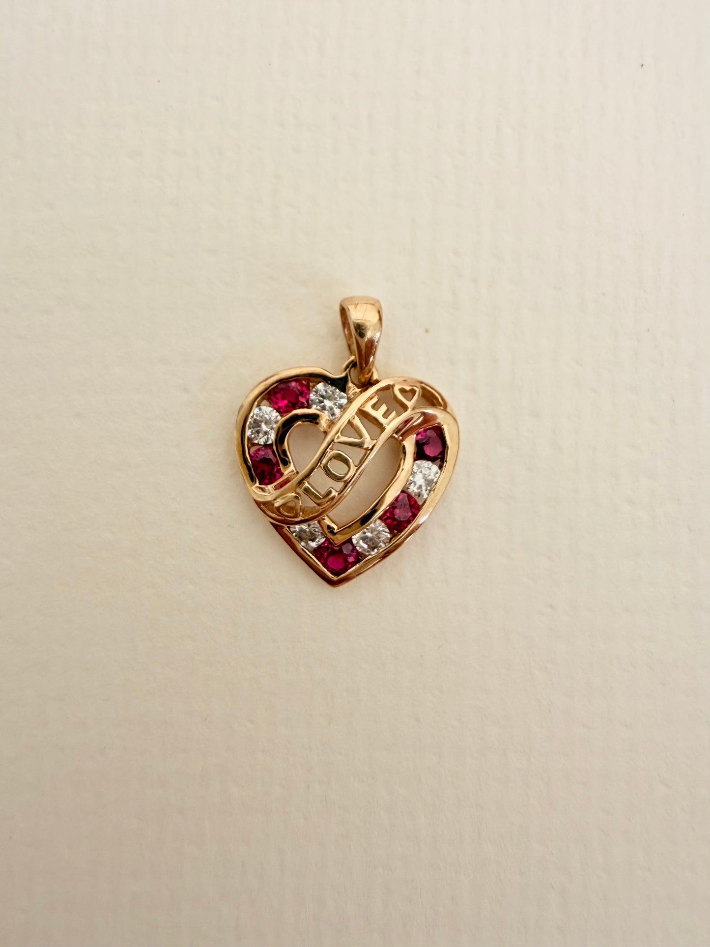 10k Ruby & Diamond Heart with “LOVE"