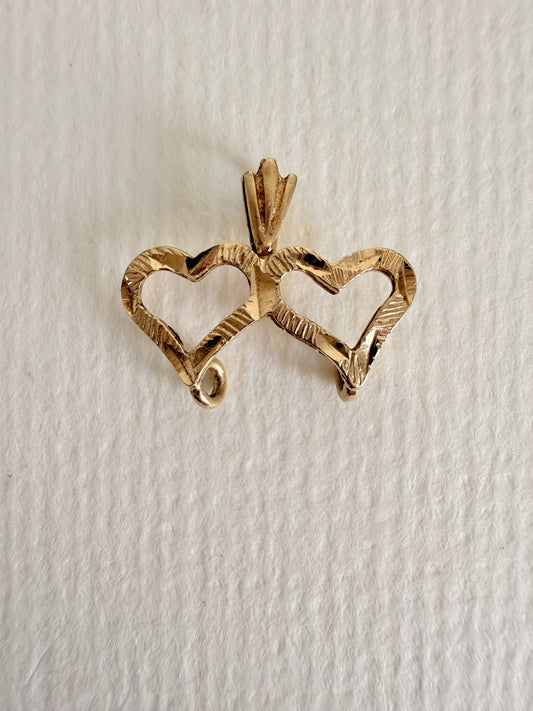 14K Double Heart Pendant