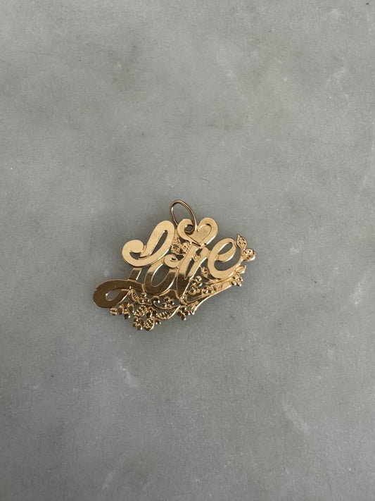 14k Floral LOVE charm