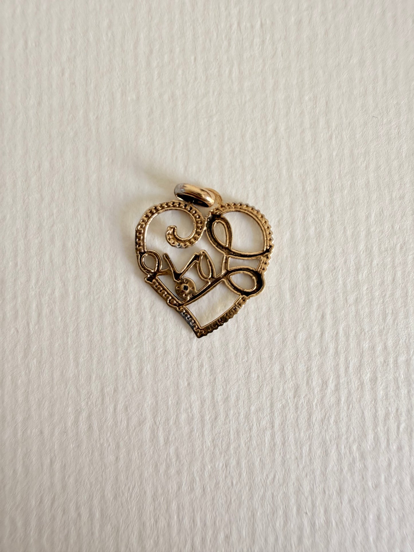 14k Two tone “Love” Heart