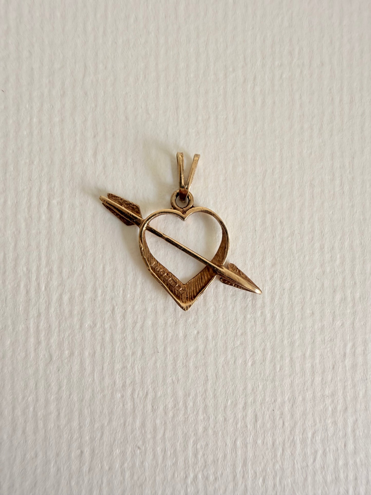 10k Vintage Cupid Arrow through Heart Charm