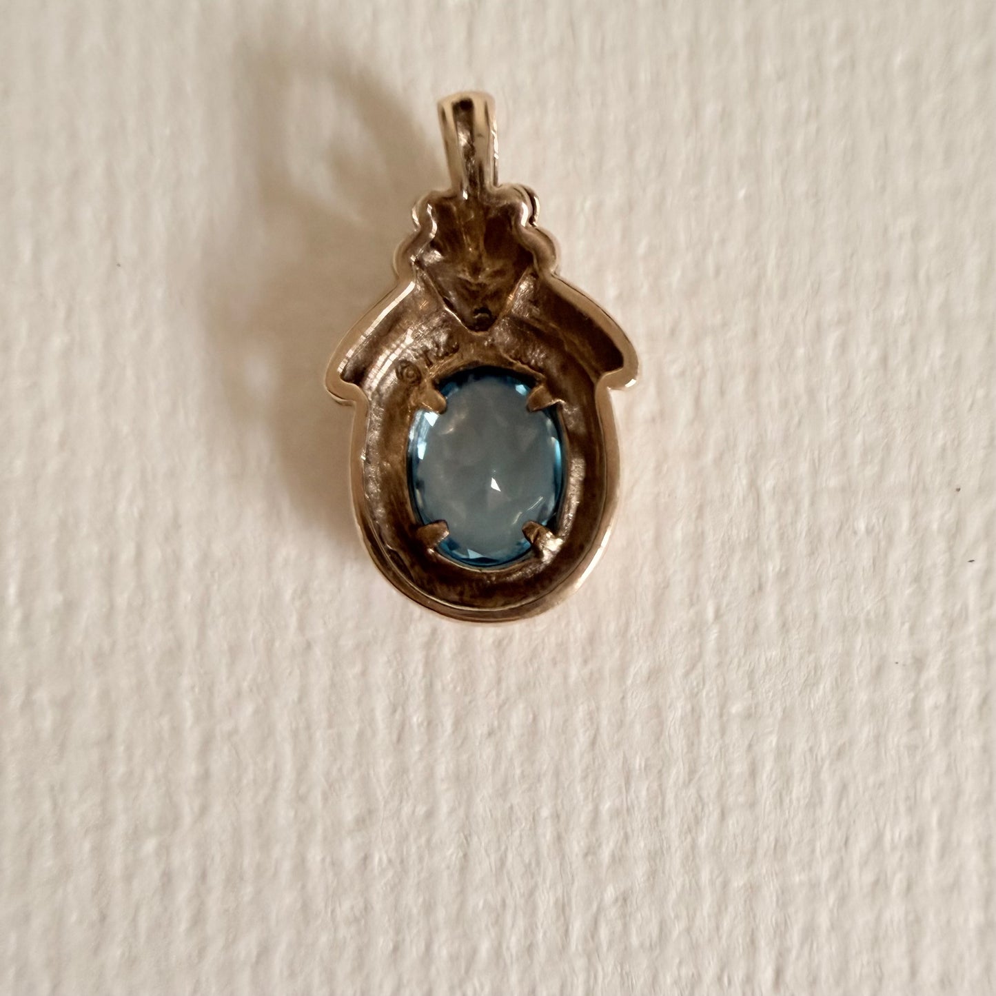 10k Vintage Oval Blue Topaz with Diamond accents