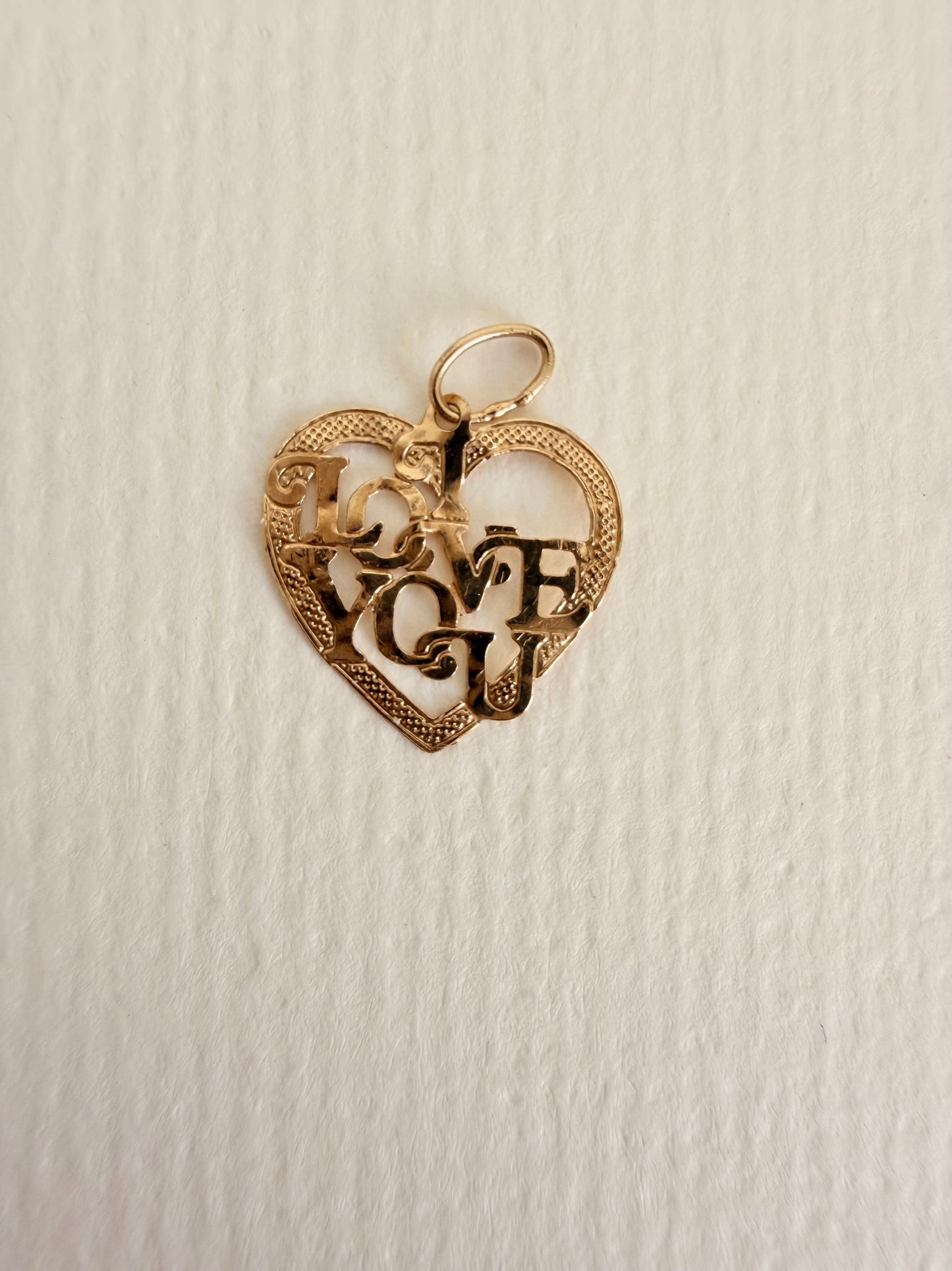 14k Dainty "I LOVE YOU" Heart Charm