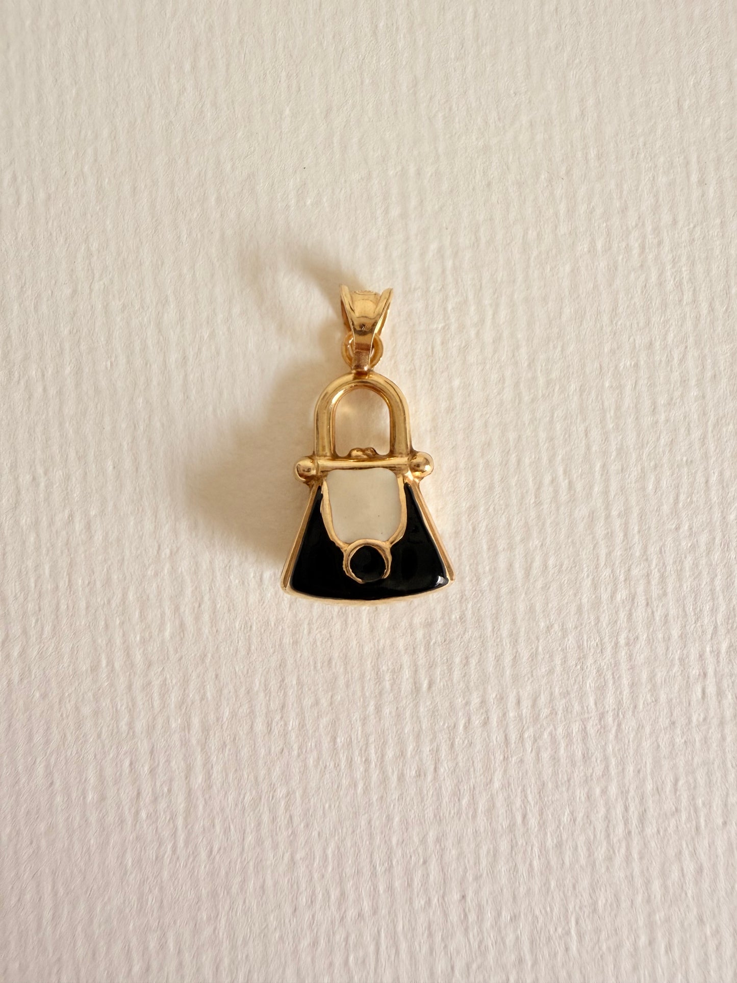 14k Italian Whimsical Enameled Inlay Purse Charm