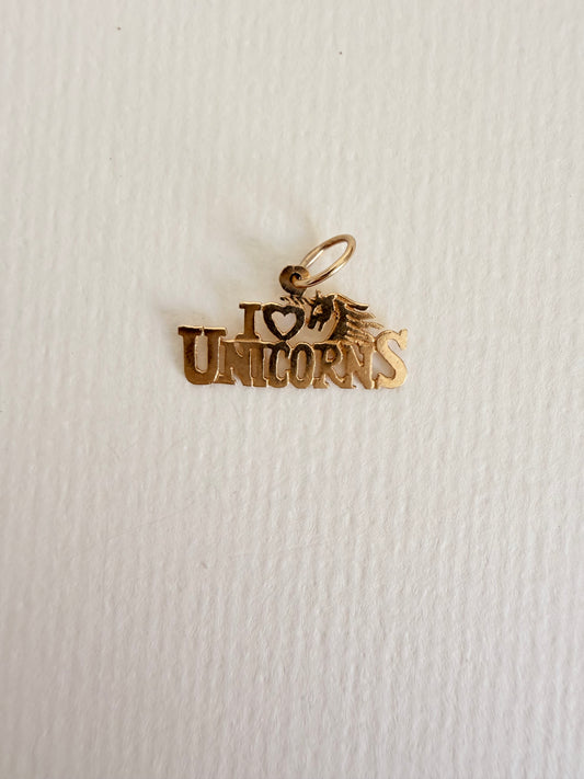 14k "I love Unicorns" Mystical Vintage Charm