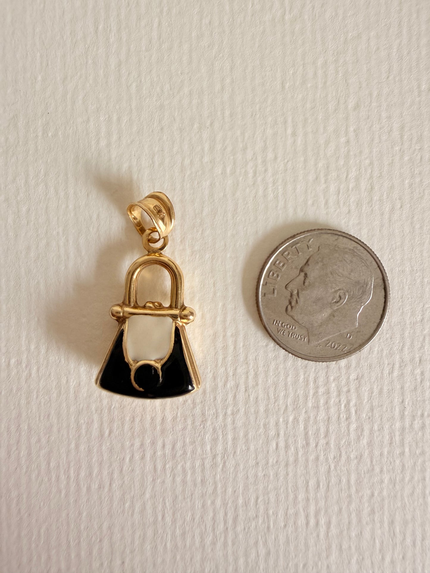 14k Italian Whimsical Enameled Inlay Purse Charm