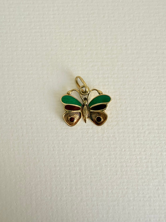 18k Vintage Enameled Butterfly