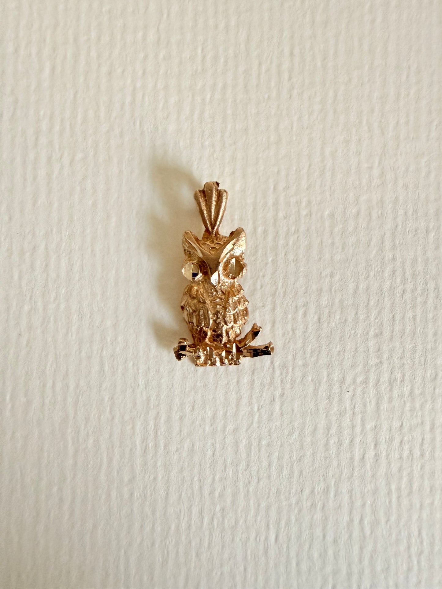 14K Vintage Detailed Owl Charm