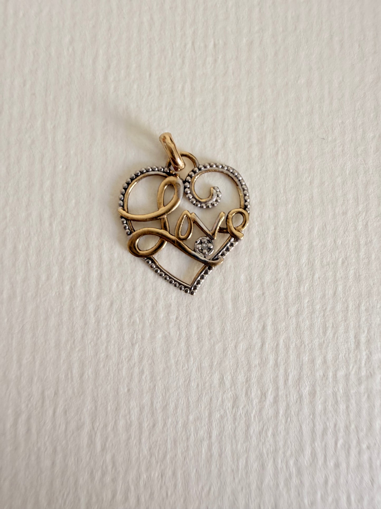 14k Two tone “Love” Heart