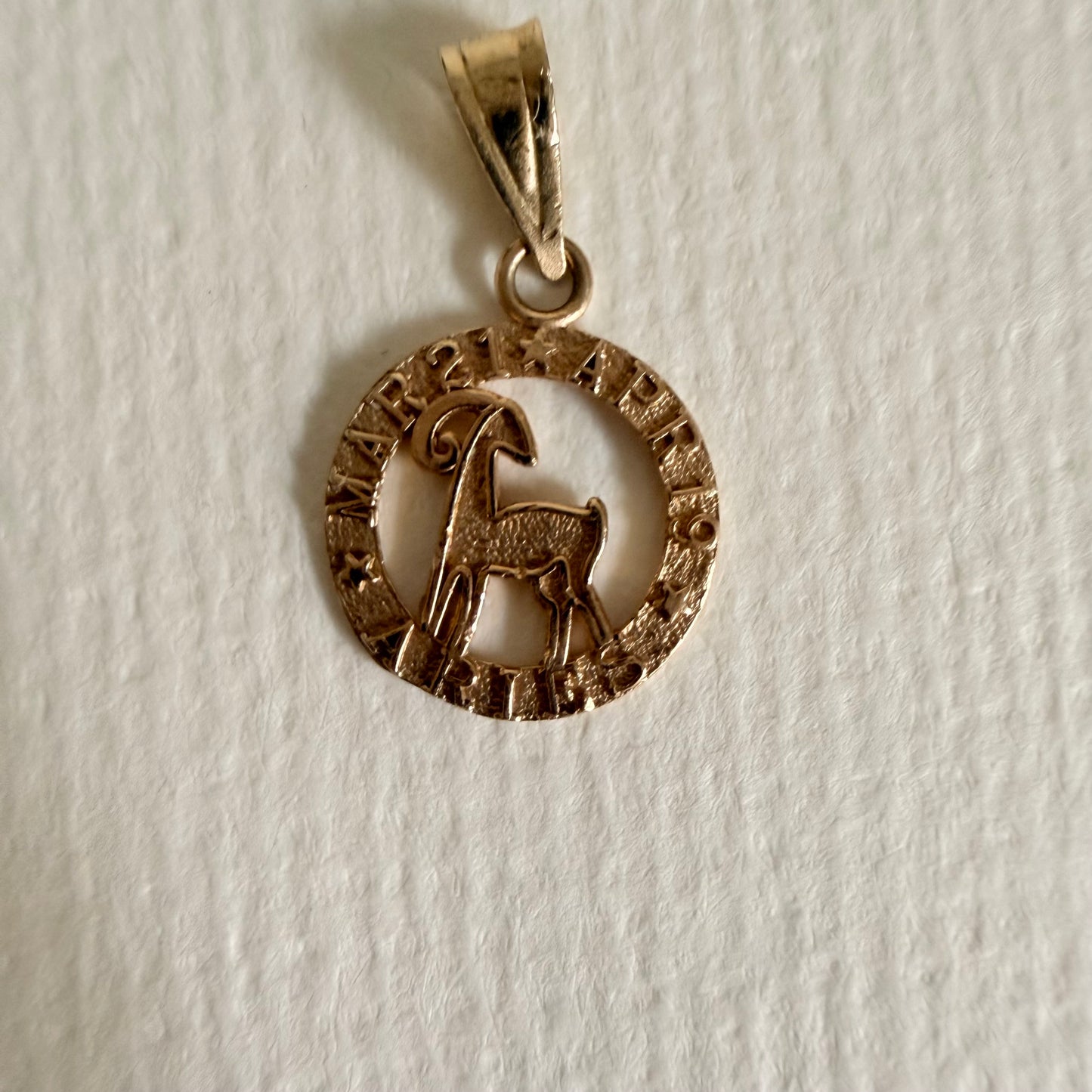 14k Vintage Aries cut out Zodiac