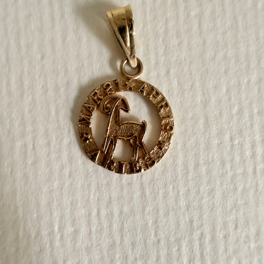 14k Vintage Aries cut out Zodiac