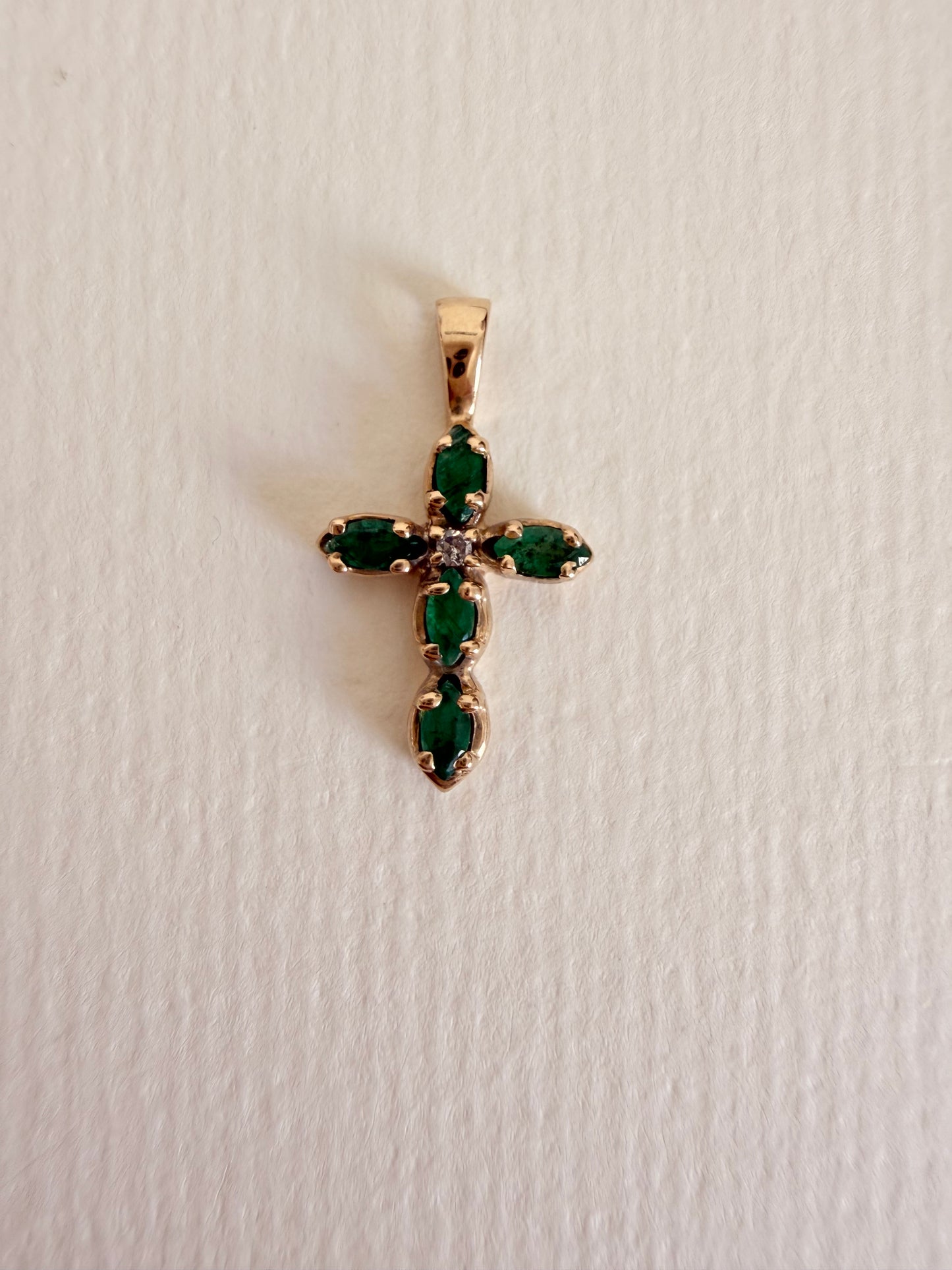 10k Natural Emerald Cross